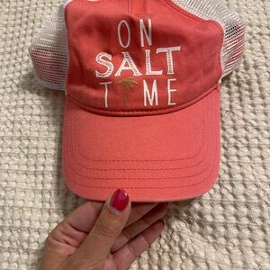 Coral 'On Salt Time' Trucker Hat